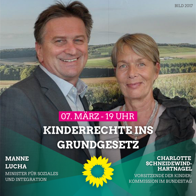 Kinderrechte ins Grundgesetz – Charlotte Schneidewind Hartnagel und Manfred Lucha laden zur Diskussion ein