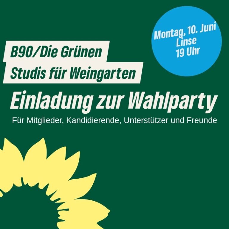 Wir gratulieren unseren Grünen Kandidat:innen und laden zur Wahlparty am 10.06. um 19 Uhr in die Linse ein.