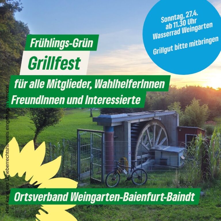 Einladung zum Frühlings-Grün: Grillfest am Wasserrad in Nessenreben