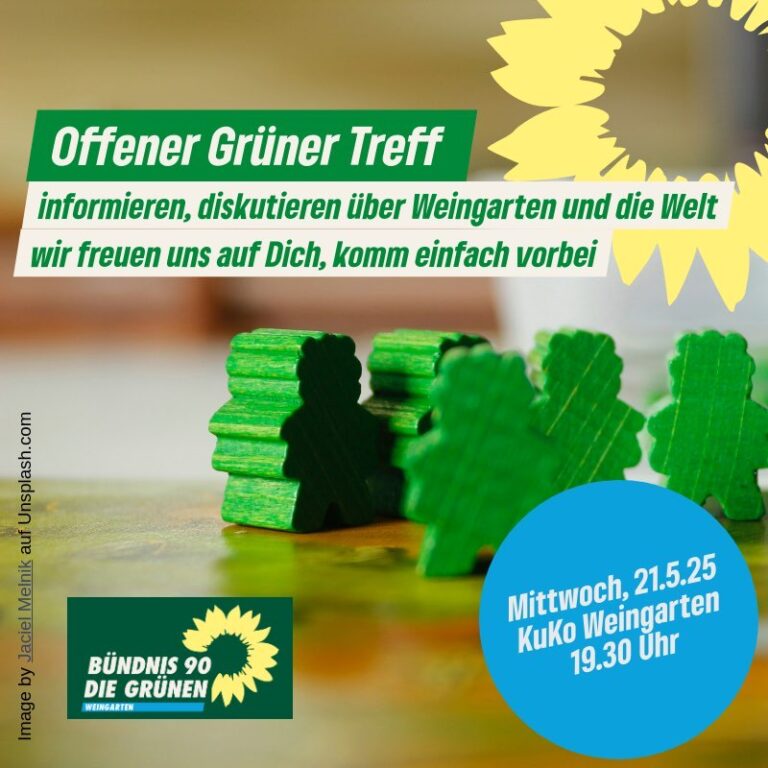 Grüner Stammtisch am 21.05.2025, 19:30 Uhr