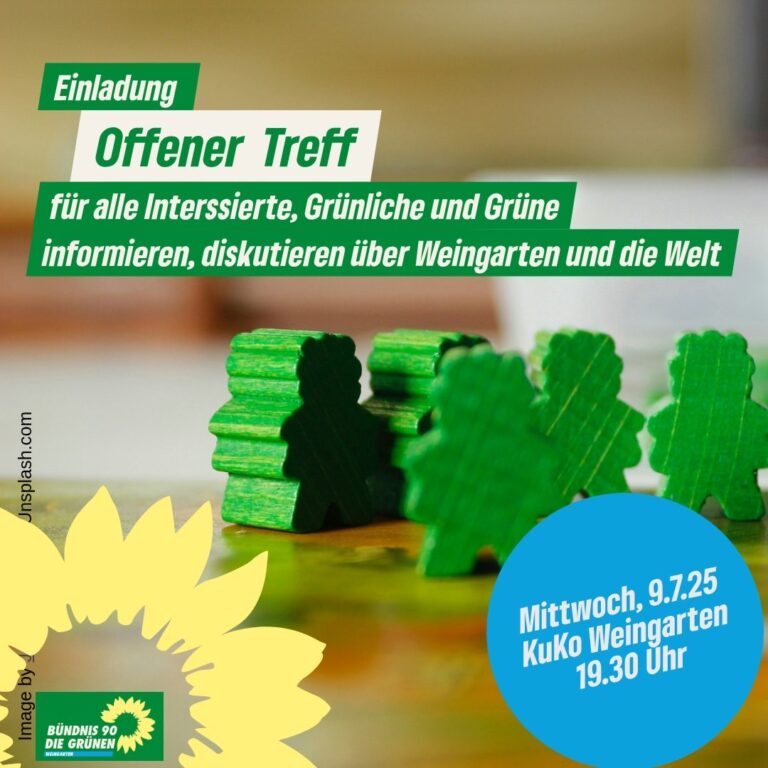 Grüner Stammtisch am 09.07.2025 um 19:30 Uhr