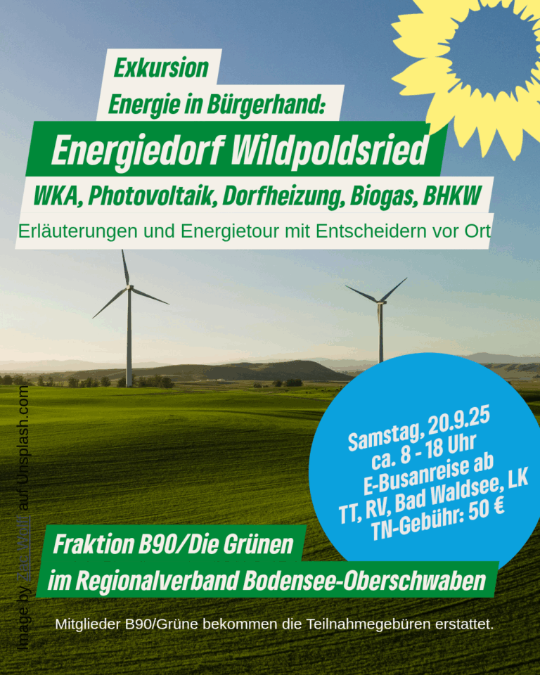 Exkursion zum Energiedorf Wilpoltsried der Grünen Fraktion im Regionalverband Bodensee-Oberschwaben